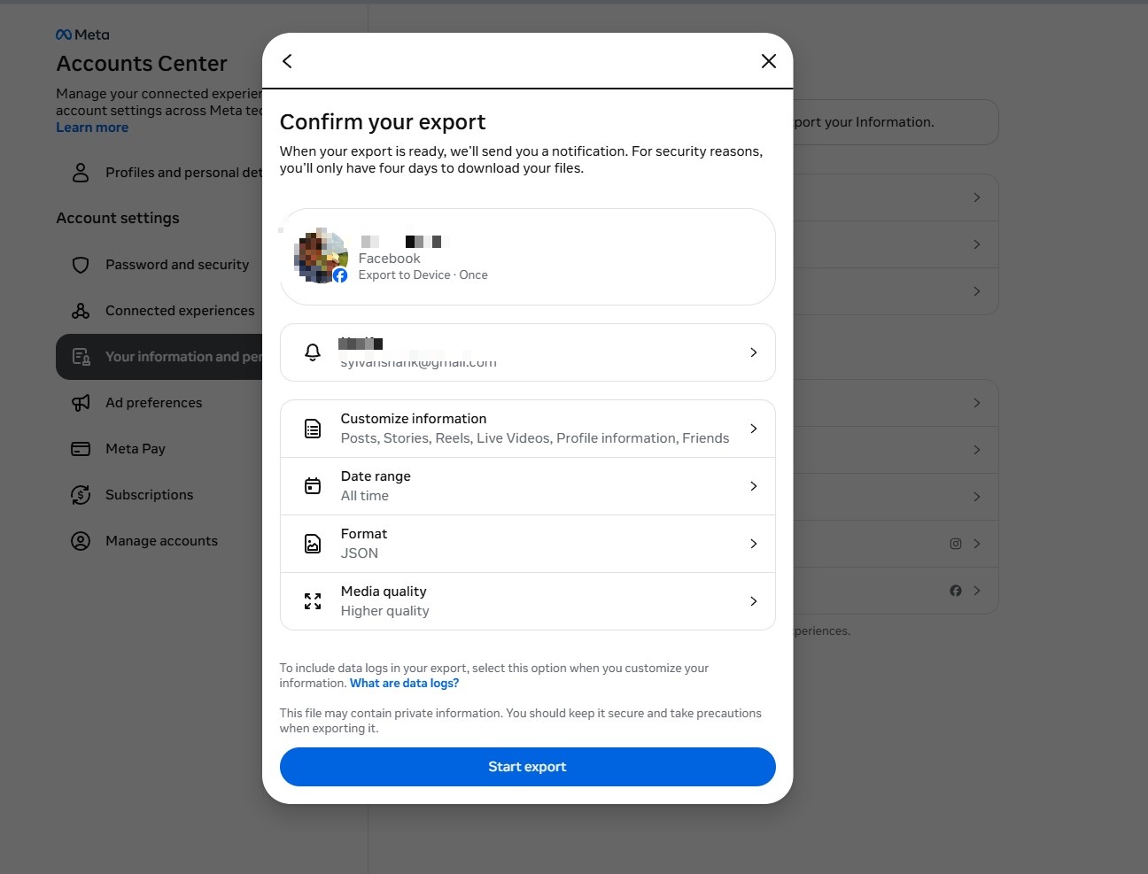 Review your export settings